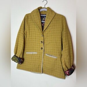 Elegant Mustard Blazer with Patterned Lining Fair Trade